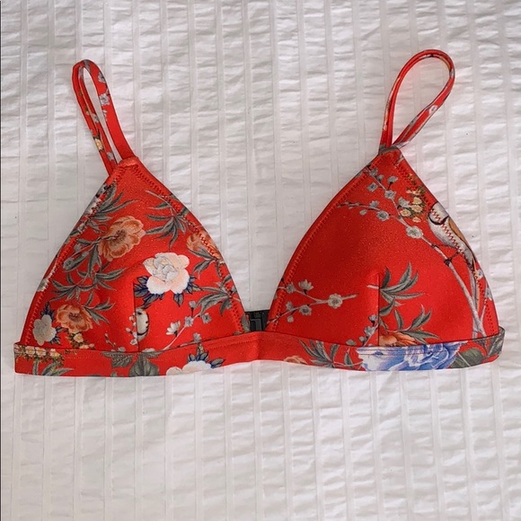 TRIANGL - S++ Orange Floral Bikini Top - Picture 1 of 3